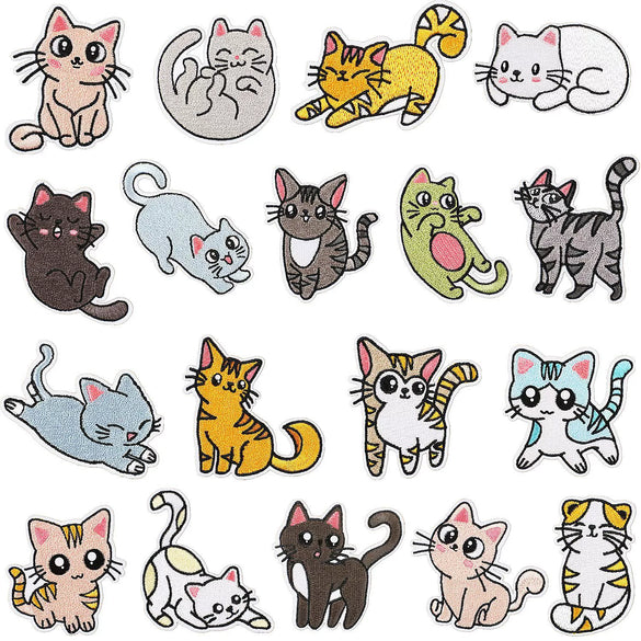 Cartoon Kitten Computerembroidered Ironon Patches Polyester Fabric Clothing Decorative Appliques