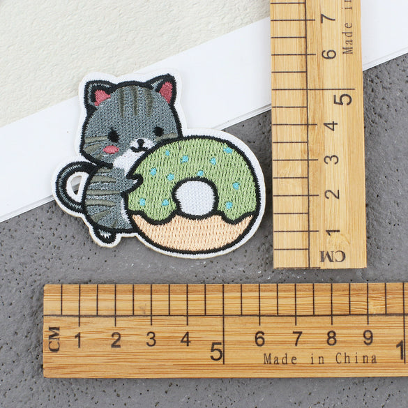 Cartoon Kitten Computerembroidered Ironon Patches Polyester Fabric Clothing Decorative Appliques