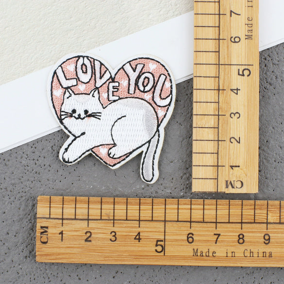 Cartoon Kitten Computerembroidered Ironon Patches Polyester Fabric Clothing Decorative Appliques