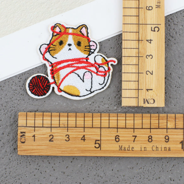 Cartoon Kitten Computerembroidered Ironon Patches Polyester Fabric Clothing Decorative Appliques