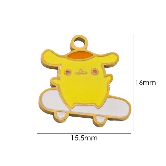 Cartoon Parchia Dog Dripping Oil Stainless Steel Handmade Jewelry Pendant