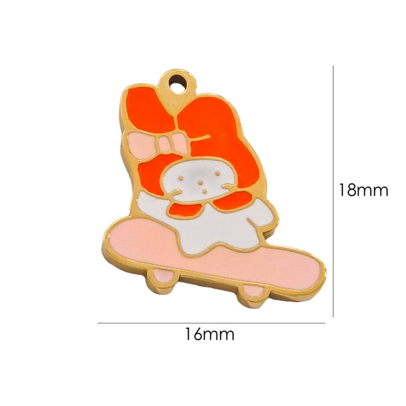 Cartoon Parchia Dog Dripping Oil Stainless Steel Handmade Jewelry Pendant