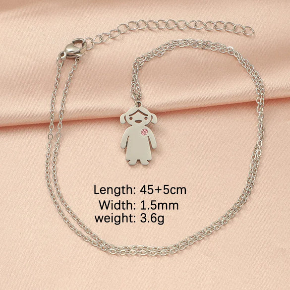Wholesale Jewelry Cartoon Style Basic Streetwear Geometric Customization Laser Engraving Stainless Steel Zircon 18K Gold Plated Plating Inlay Pendant Necklace