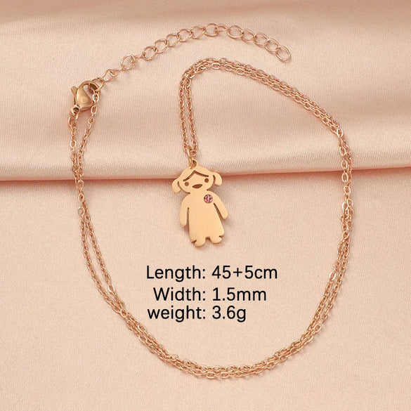 Wholesale Jewelry Cartoon Style Basic Streetwear Geometric Customization Laser Engraving Stainless Steel Zircon 18K Gold Plated Plating Inlay Pendant Necklace