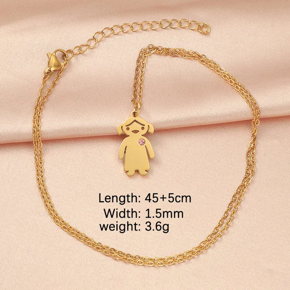 Wholesale Jewelry Cartoon Style Basic Streetwear Geometric Customization Laser Engraving Stainless Steel Zircon 18K Gold Plated Plating Inlay Pendant Necklace