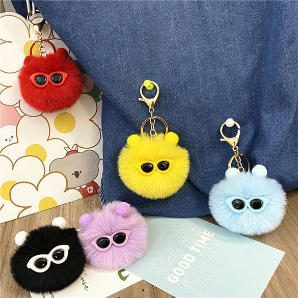 Cartoon Style Cute Animal Imitate Rex Rabbit Fur Unisex Keychain