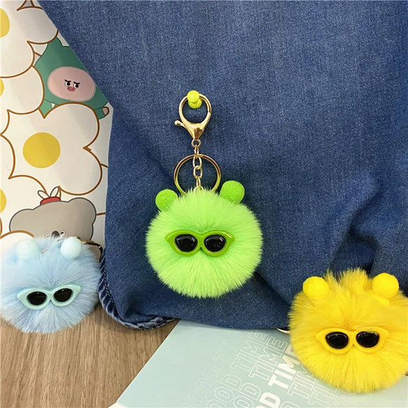 Cartoon Style Cute Animal Imitate Rex Rabbit Fur Unisex Keychain