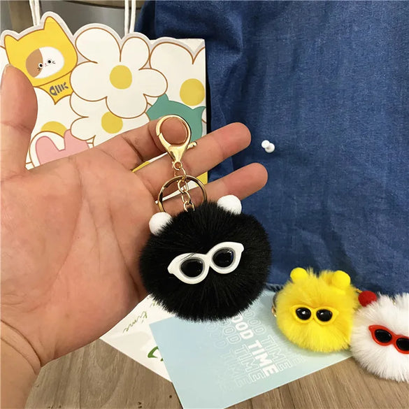 Cartoon Style Cute Animal Imitate Rex Rabbit Fur Unisex Keychain