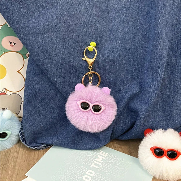Cartoon Style Cute Animal Imitate Rex Rabbit Fur Unisex Keychain