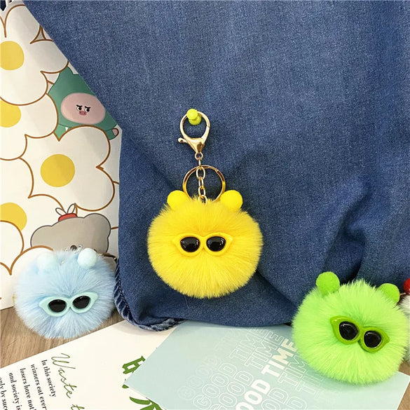 Cartoon Style Cute Animal Imitate Rex Rabbit Fur Unisex Keychain