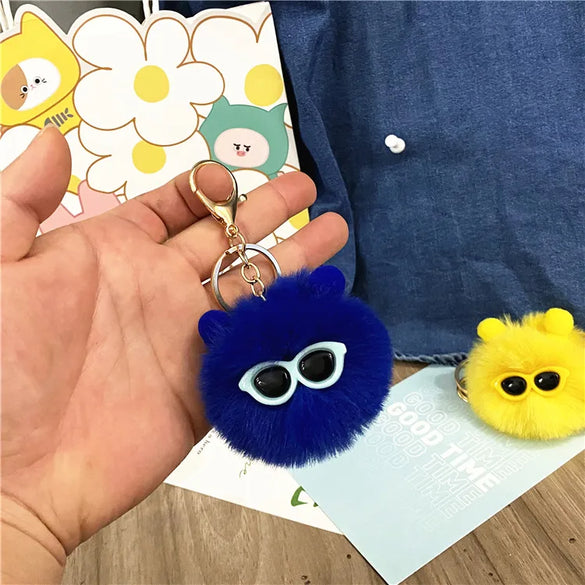 Cartoon Style Cute Animal Imitate Rex Rabbit Fur Unisex Keychain