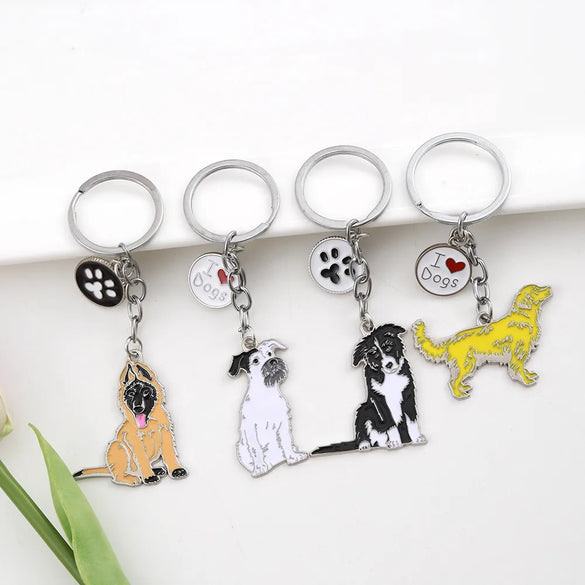 Cartoon Style Cute Dog Paw Print Metal Bag Pendant Keychain