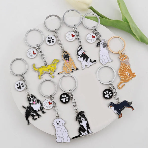 Cartoon Style Cute Dog Paw Print Metal Bag Pendant Keychain