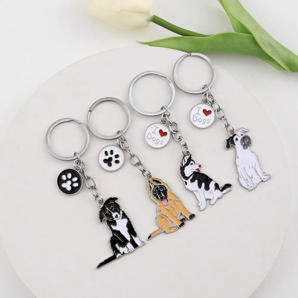 Cartoon Style Cute Dog Paw Print Metal Bag Pendant Keychain