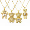 Wholesale Jewelry Cartoon Style Cute Little Bear Titanium Steel Copper Zircon Plating Inlay Pendant Necklace