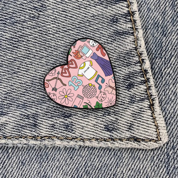Cartoon Style Heart Shape Alloy Printing Women'S Brooches