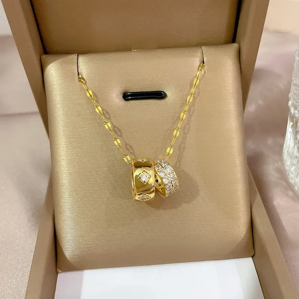 Cartoon Style Heart Shape Flower Titanium Steel Copper Inlay Rhinestones Pendant Necklace