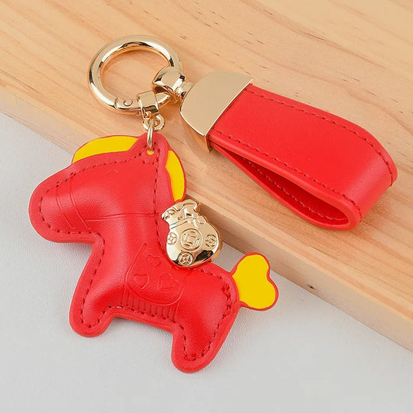 Cartoon Style Horse Pu Leather Unisex Keychain