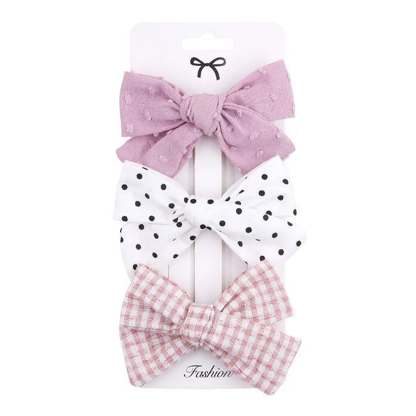 Cartoon Style Plaid Solid Color Bow Knot Cloth Hair Clip
