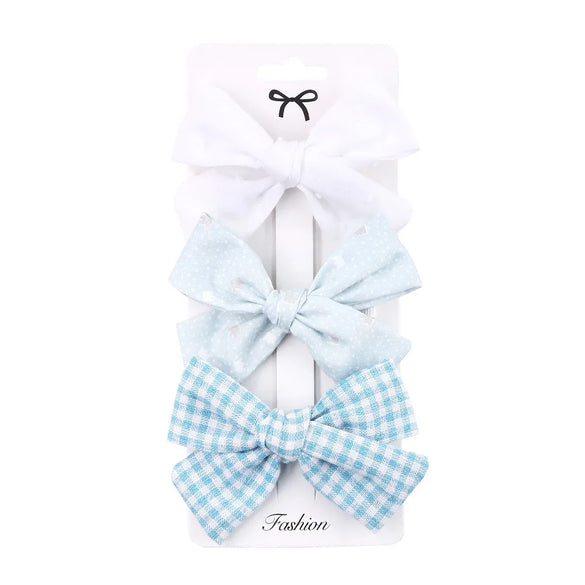 Cartoon Style Plaid Solid Color Bow Knot Cloth Hair Clip