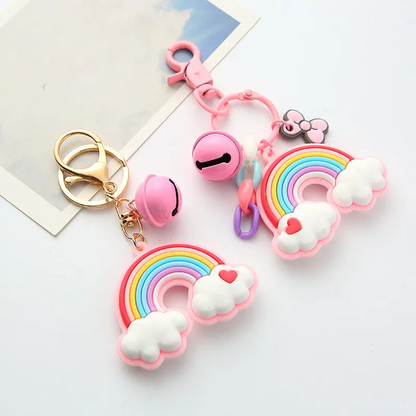 Cartoon Style Rainbow Alloy Silica Gel Unisex Keychain