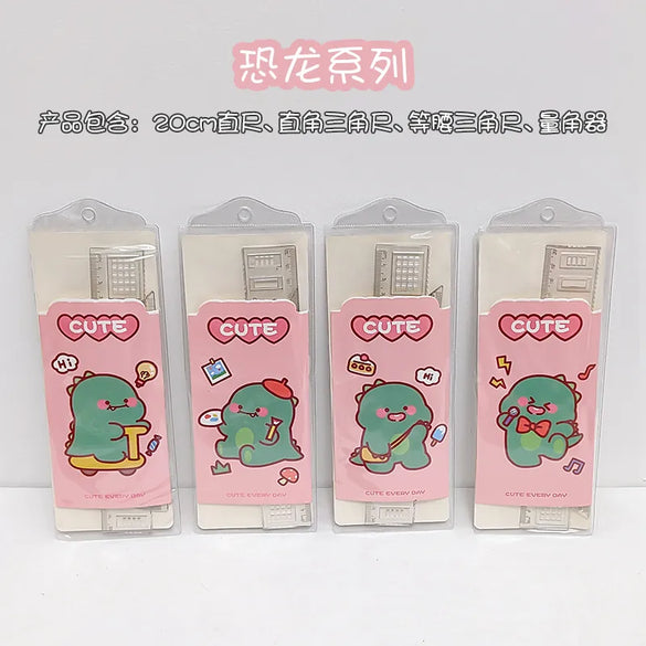Cute Cartoon Painting And Drawing Tools Ruler Sets Four-Piece Student Stationery