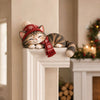 Cartoon Tabby Cat Scratching Flower Pot Door Corner Decoration Printed Boxwood Board Christmas Ornament
