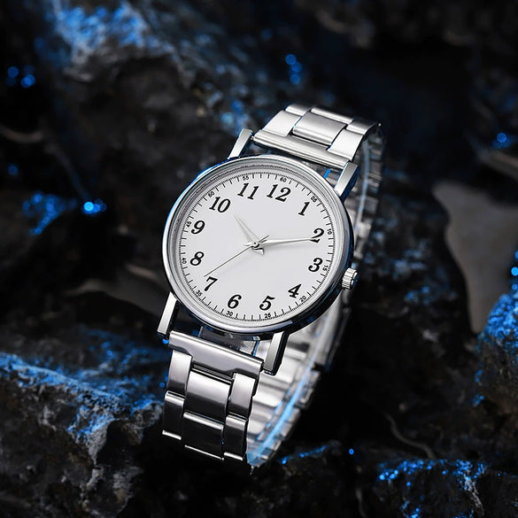 Casual Allmatch Quartz Watch With Iron Band And Round Dial For Students