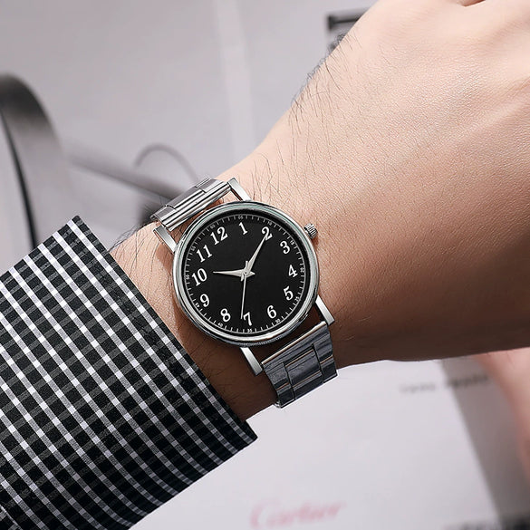 Casual Allmatch Quartz Watch With Iron Band And Round Dial For Students