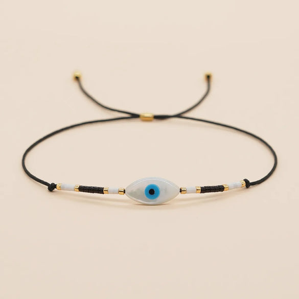 Casual Bohemian Devil's Eye Glass Glass Shell Beaded Handmade Women's Bracelets