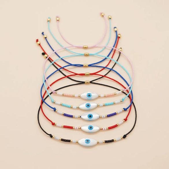 Casual Bohemian Devil's Eye Glass Glass Shell Beaded Handmade Women's Bracelets