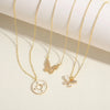 Casual Classic Style Four Leaf Clover Butterfly Copper Plating Inlay Zircon 14k Gold Plated Pendant Necklace