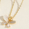Casual Classic Style Four Leaf Clover Butterfly Copper Plating Inlay Zircon 14k Gold Plated Pendant Necklace