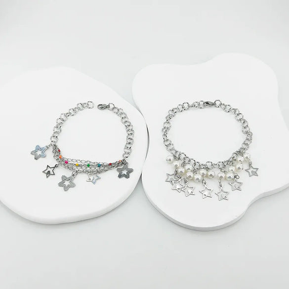 Casual Classic Style Pentagram Heart Shape 304 Stainless Steel Gold Plated Bracelets In Bulk