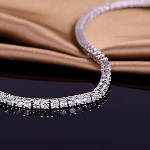 Casual Classic Style Round Brass 18k Gold Plated Platinum Plated Rhodium Plated Zircon Tennis Bracelet In Bulk