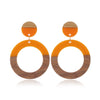 Casual Color Block Wood Resin Patchwork Women'S Drop Earrings