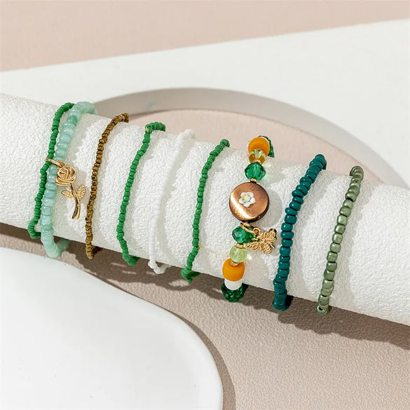 Casual Commute Animal Ball Flower CCB Alloy Glass Wholesale Bracelets