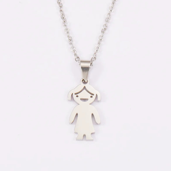 Wholesale Jewelry Casual Cute Human Customization Laser Engraving Stainless Steel 18K Gold Plated Polishing Plating Pendant Necklace Cable Chain