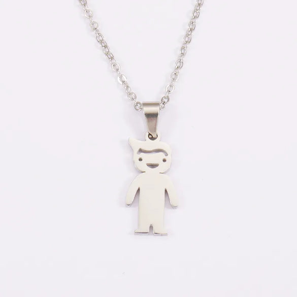 Wholesale Jewelry Casual Cute Human Customization Laser Engraving Stainless Steel 18K Gold Plated Polishing Plating Pendant Necklace Cable Chain