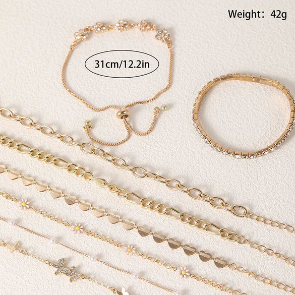 Casual Cute Simple Style Heart Shape Flower Butterfly Zircon Alloy Wholesale Bracelets