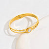Casual Elegant Basic Heart Shape Stainless Steel Asymmetrical Hollow Out Inlay Shell 18k Gold Plated Bangle