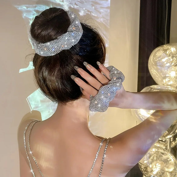 Women'S Casual Elegant Commute Solid Color Synthetic Fibre Shiny Metallic Hair Tie