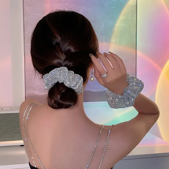 Women'S Casual Elegant Commute Solid Color Synthetic Fibre Shiny Metallic Hair Tie