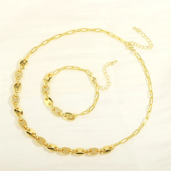 Casual Elegant Geometric Copper Zircon Bracelets Necklace 1 Piece