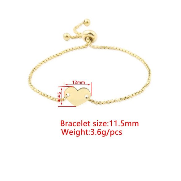 Casual Elegant Customization Laser Engraving Heart Shape 304 Stainless Steel Box Chain Chain & Link Bracelets Wholesale