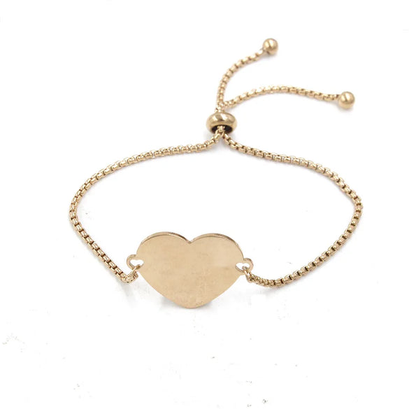 Casual Elegant Customization Laser Engraving Heart Shape 304 Stainless Steel Box Chain Chain & Link Bracelets Wholesale