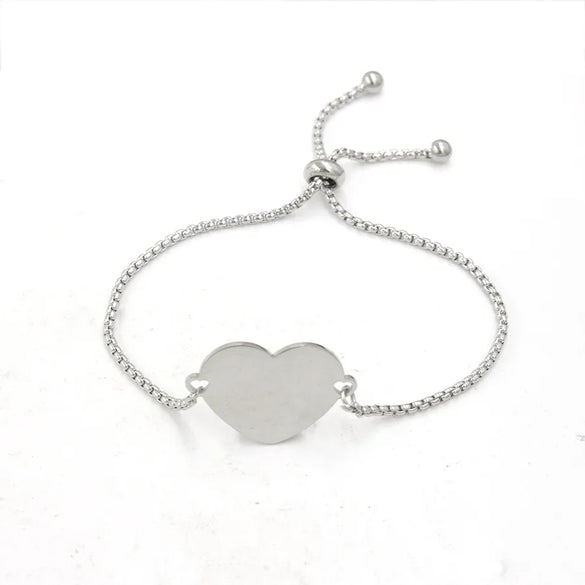 Casual Elegant Customization Laser Engraving Heart Shape 304 Stainless Steel Box Chain Chain & Link Bracelets Wholesale
