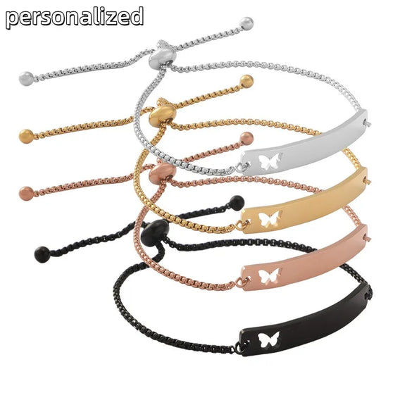 Casual Elegant Customization Laser Engraving Heart Shape 304 Stainless Steel Box Chain Chain & Link Bracelets Wholesale