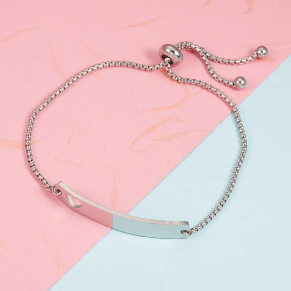 Casual Elegant Customization Laser Engraving Heart Shape 304 Stainless Steel Box Chain Chain & Link Bracelets Wholesale