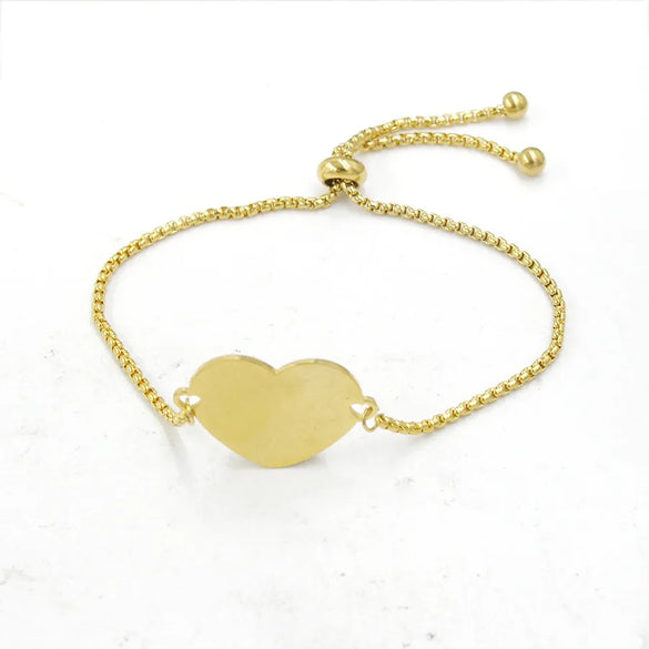 Casual Elegant Customization Laser Engraving Heart Shape 304 Stainless Steel Box Chain Chain & Link Bracelets Wholesale